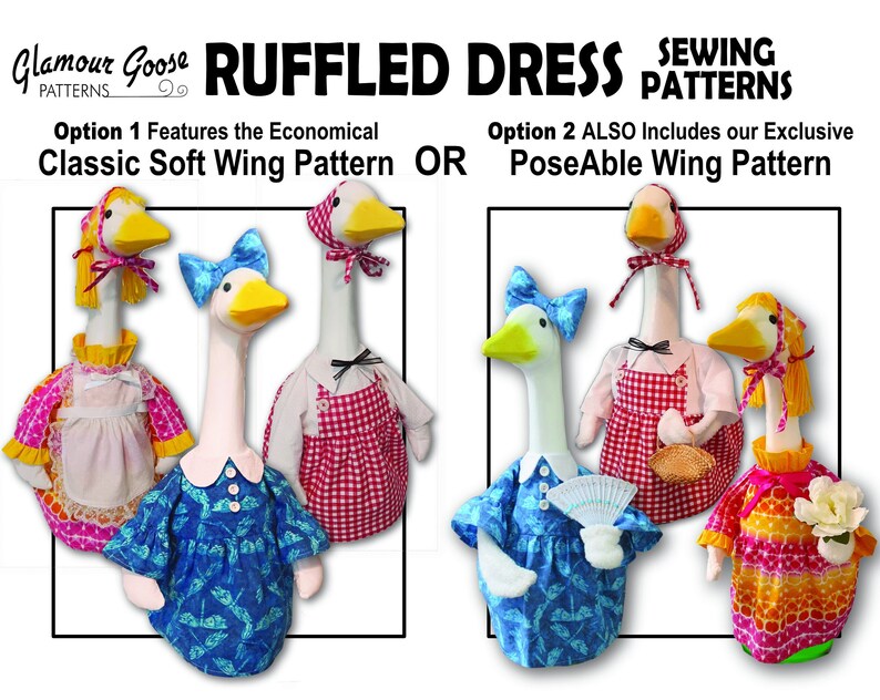 Goose Outfits Pattern for RUFFLED DRESS and Accessories. Etsy