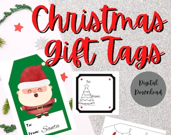 Printable Christmas Gift Tags 8.5x11 | 39 fun Christmas designs | Digital Download