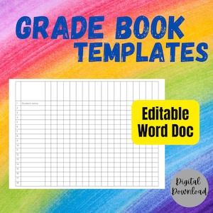 Grade Book Templates for the classroom | Editable Word File | Download, Edit and Print