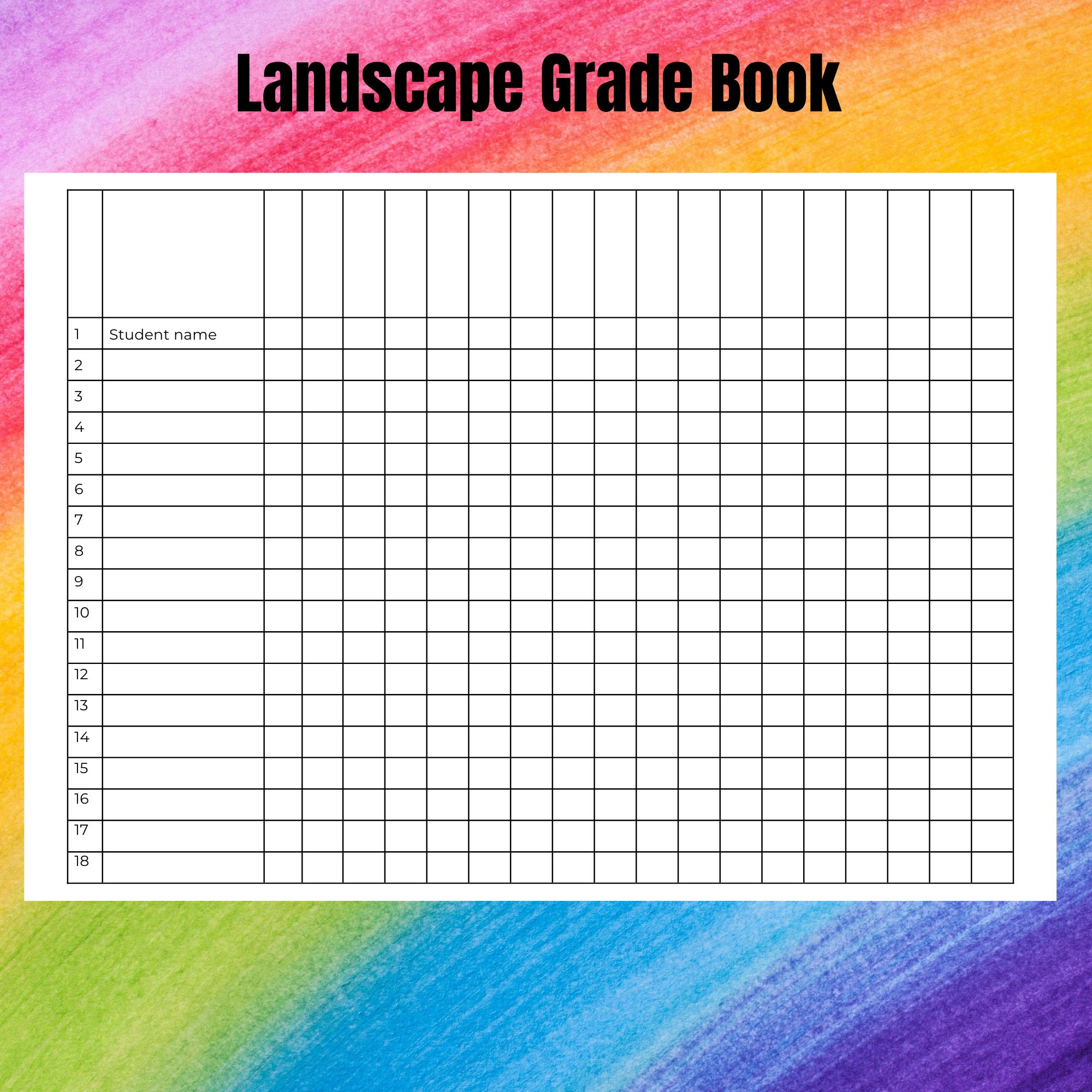 Grade Book Templates for the Classroom Editable Word File Download