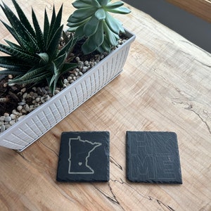 4 inch State rock slate coasters – MN Minnesota & Wisconsin