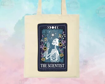 The Scientist Floral Tarot Card Tote Bag