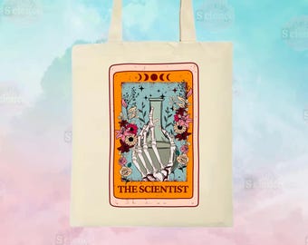 The Scientist Floral Chemistry Tarot Card Tote Bag