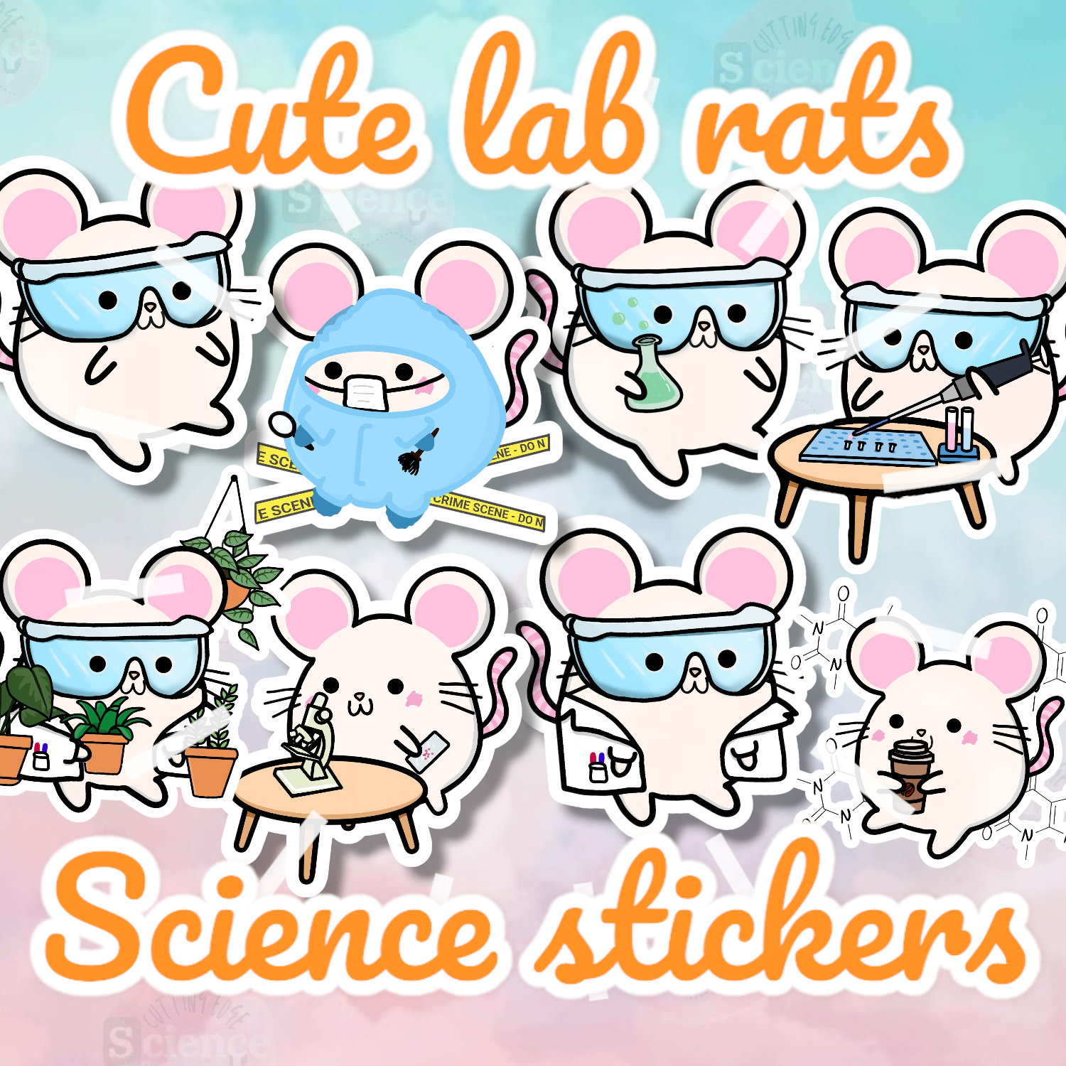 Lab Rat Cute Science Stickers