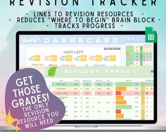 Digital Science Revision Tracker | Google Sheets | AQA GCSE Combined Science