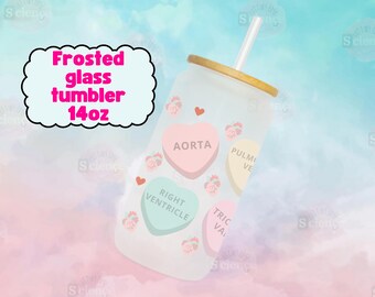 Anatomy Love Hearts Frosted Glass Tumbler