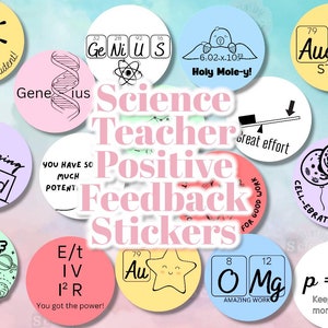 Science Teacher Positive Feedback Stickers (personalised)