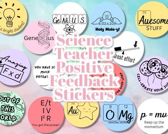 Science Teacher Positive Feedback Stickers (personalised)