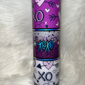 Xoxo Valentine&#39;s tumbler, love tumbler,  Valentines tumbler, Xoxo tumbler, glow in the dark tumbler