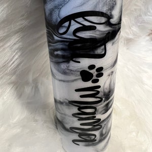 Custom Fur Mama Marble swirl glitter tumbler