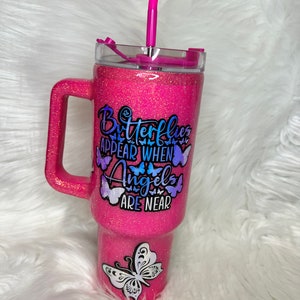 Butterfly Glitter Tumbler: Angels are Near, Glow in the Dark