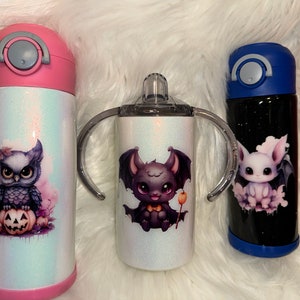 Cute, pastel tumblers, bat cup, owl cup, pumpkin cup, ghost cup, Halloween tumblers, scary cute tumblers