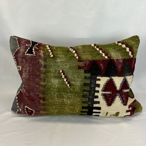 Turkish Kilim Pillow, 16 x 24 Pillow, Oushak Pillow, Lumbar Pillow, Kilim Cushion Cover, Organic Pillow Cover, Turkish Pillow, Throw Pillow
