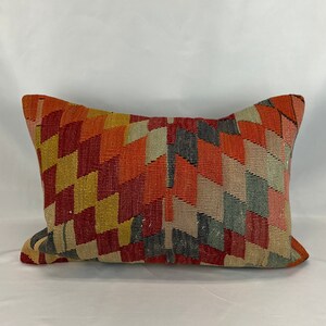 Turkish Kilim Pillow, 16 x 24 Pillow, Oushak Pillow, Lumbar Pillow, Kilim Cushion Cover, Organic Pillow Cover, Turkish Pillow, Throw Pillow