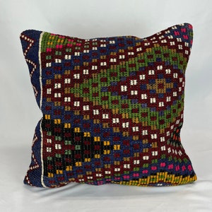 Turkish Kilim Pillow, 22 x 22 Pillow, Oushak Pillow, Lumbar Pillow, Kilim Cushion Cover, Organic Pillow Cover, Turkish Pillow, Throw Pillow
