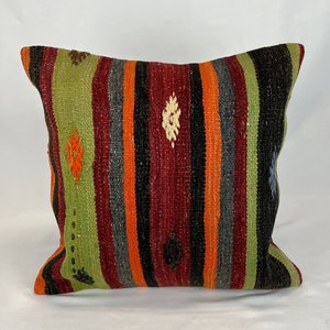 Turkish Kilim Pillow, 20 x 20 Pillow, Oushak Pillow, Lumbar Pillow, Kilim Cushion Cover, Organic Pillow Cover, Turkish Pillow, Throw Pillow