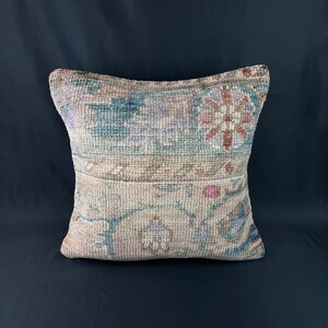 Turkish Rug Pillow, 20 x 20 Pillow, Oushak Pillow, Lumbar Pillow, Rug Cushion Cover, Organic Pillow Cover, Turkish Pillow, Throw Pillow