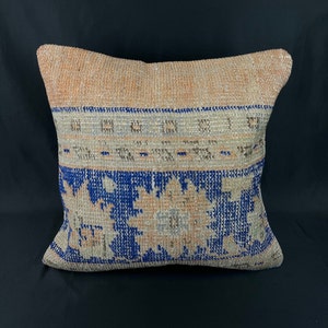 Turkish Rug Pillow, 20 x 20 Pillow, Oushak Pillow, Lumbar Pillow, Rug Cushion Cover, Organic Pillow Cover, Turkish Pillow, Throw Pillow