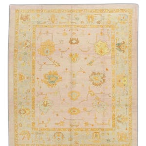 8x10 Handmade Turkish Oushak Rug Pink Blue Oriental Rug