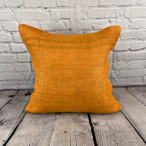 Orange 20 x 20 Hemp Pillow , Hemp Cushion , Hemp Pillow , Hemp Pillows , Turkish Pillow , Natural Hemp , Hemp Cushion Cover , Organic Pillow