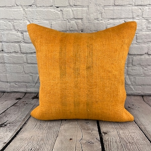 Orange 20 x 20 Hemp Pillow , Hemp Cushion , Hemp Pillow , Hemp Pillows , Turkish Pillow , Natural Hemp , Hemp Cushion Cover , Organic Pillow