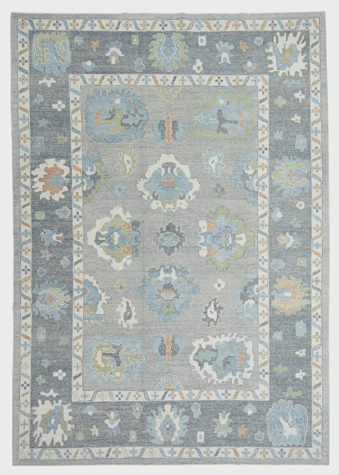 Turkish Oushak Rug – 10x14 Handwoven Wool Rug in Gray & Light Purple ...