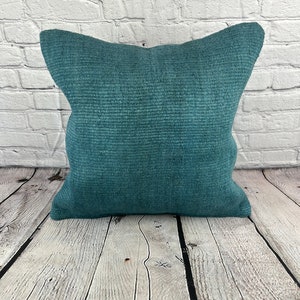 Blue 20 x 20 Hemp Pillow , Hemp Cushion , Hemp Pillow , Hemp Pillows , Turkish Pillow , Natural Hemp , Hemp Cushion Cover , Organic Pillow