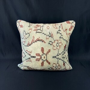Turkish Rug Pillow, 20 x 20 Pillow, Oushak Pillow, Lumbar Pillow, Rug Cushion Cover, Organic Pillow Cover, Turkish Pillow, Throw Pillow