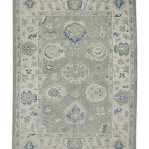 6x9 Handmade Turkish Oushak Rug Gray Blue Oriental Rug
