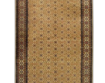 5x8 Vintage Turkish Rug Orange Blue Oriental Rug