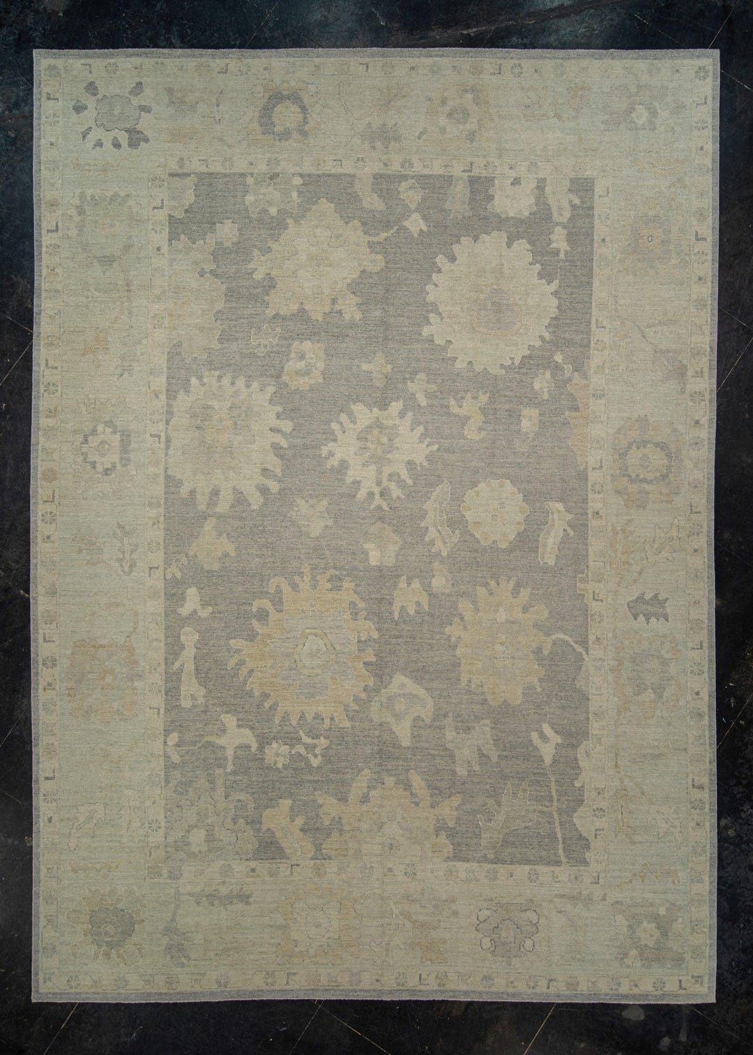 Turkish Oushak Rug – 10x14 Handwoven Wool Rug in Gray & Beige Design - Etsy