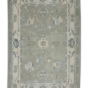 6x9 Handmade Turkish Oushak Rug Gray Blue Oriental Rug