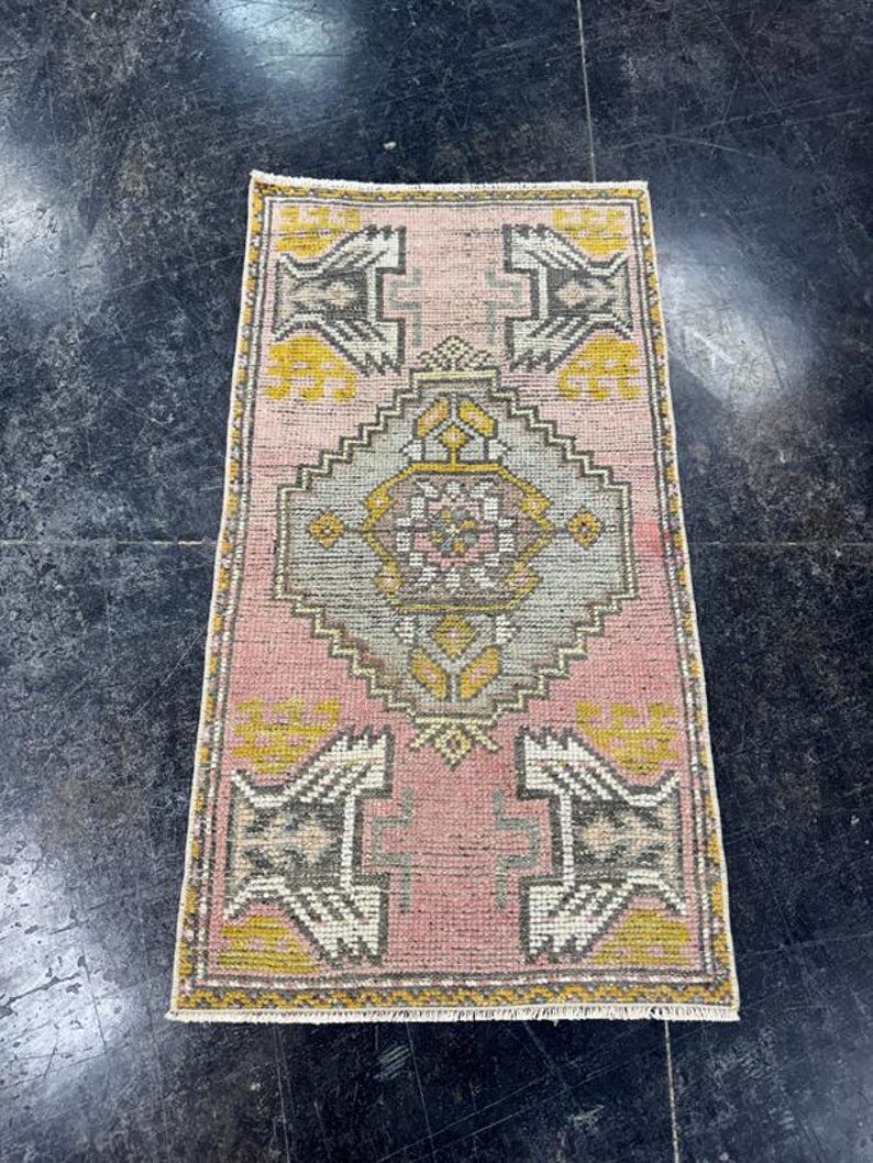 Turkish Vintage Mini Rug – 2x3 Handwoven Wool Rug in Red & Brown Design ...