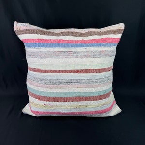 Turkish Kilim Pillow, 20 x 20 Pillow, Oushak Pillow, Lumbar Pillow, Kilim Cushion Cover, Organic Pillow Cover, Turkish Pillow, Throw Pillow