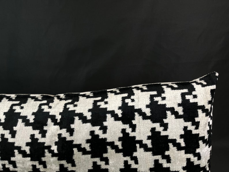 Black and White Ikat Pillow Covervelvet Ikat Pillowlumbar Etsy
