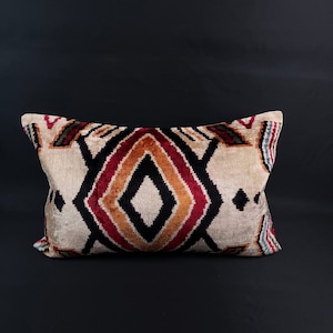 Pink and Orange Ikat Pillow Cover,Velvet Ikat Pillow,Lumbar Ikat Pillow,16x24 Velvet Throw Pillow,Accent Pillow,Decorative Throw Pillow