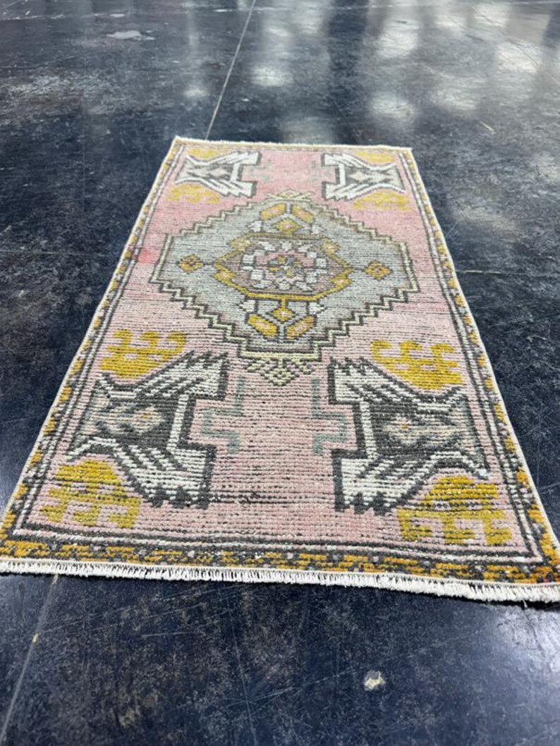 Turkish Vintage Mini Rug – 2x3 Handwoven Wool Rug in Red & Brown Design ...
