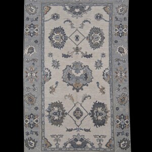 6x10 Handmade Turkish Oushak Rug Blue Orange Oriental Rug