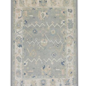 6x9 Handmade Turkish Oushak Rug Blue Coral Oriental Rug