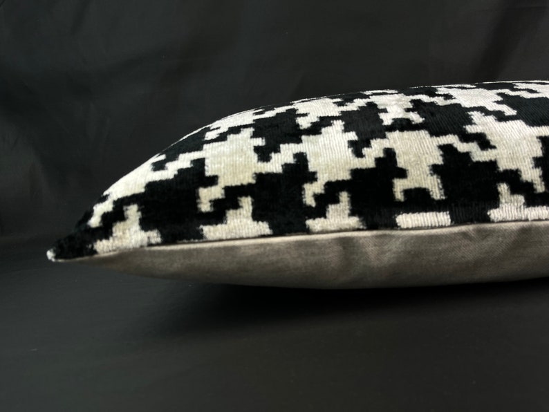 Black and White Ikat Pillow Covervelvet Ikat Pillowlumbar Etsy