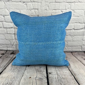 Blue 20 x 20 Hemp Pillow , Hemp Cushion , Hemp Pillow , Hemp Pillows , Turkish Pillow , Natural Hemp , Hemp Cushion Cover , Organic Pillow