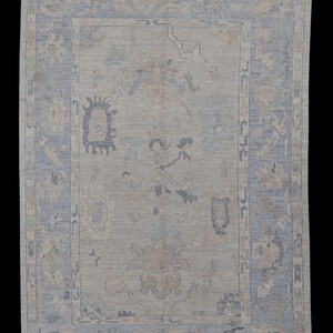 6x9 Handmade Turkish Oushak Rug Blue Gray Oriental Rug