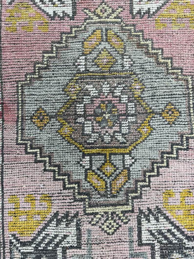 Turkish Vintage Mini Rug – 2x3 Handwoven Wool Rug in Red & Brown Design ...