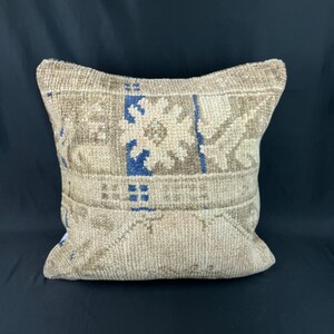 Turkish Rug Pillow, 20 x 20 Pillow, Oushak Pillow, Lumbar Pillow, Rug Cushion Cover, Organic Pillow Cover, Turkish Pillow, Throw Pillow