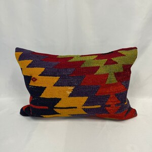 Turkish Kilim Pillow, 16 x 24 Pillow, Oushak Pillow, Lumbar Pillow, Kilim Cushion Cover, Organic Pillow Cover, Turkish Pillow, Throw Pillow