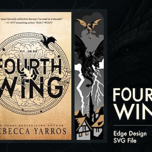 Puede incluir: Portada del libro "Fourth Wing" de Rebecca Yarros. La portada presenta una ilustración en blanco y negro de un dragón con un diseño circular y las palabras "Fly...or Die" sobre el título. El libro es un best-seller de USA Today.
