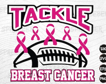 Cinta de fútbol americano Tackle Breast Cancer SVG, silueta de Cricut (archivo digital)