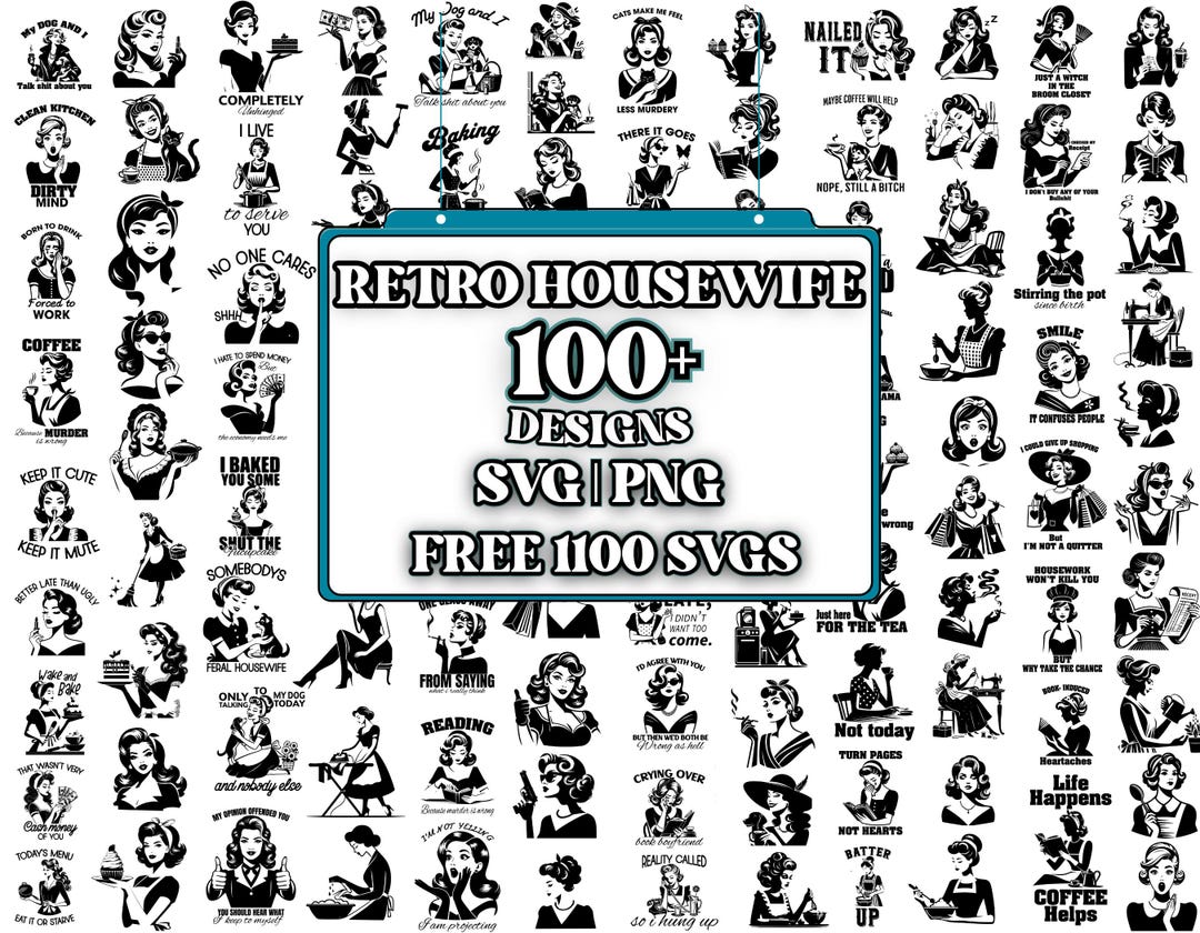 Retro Housewife Svg Bundle, Retro Women Svg, Vintage Housewife Svg ...