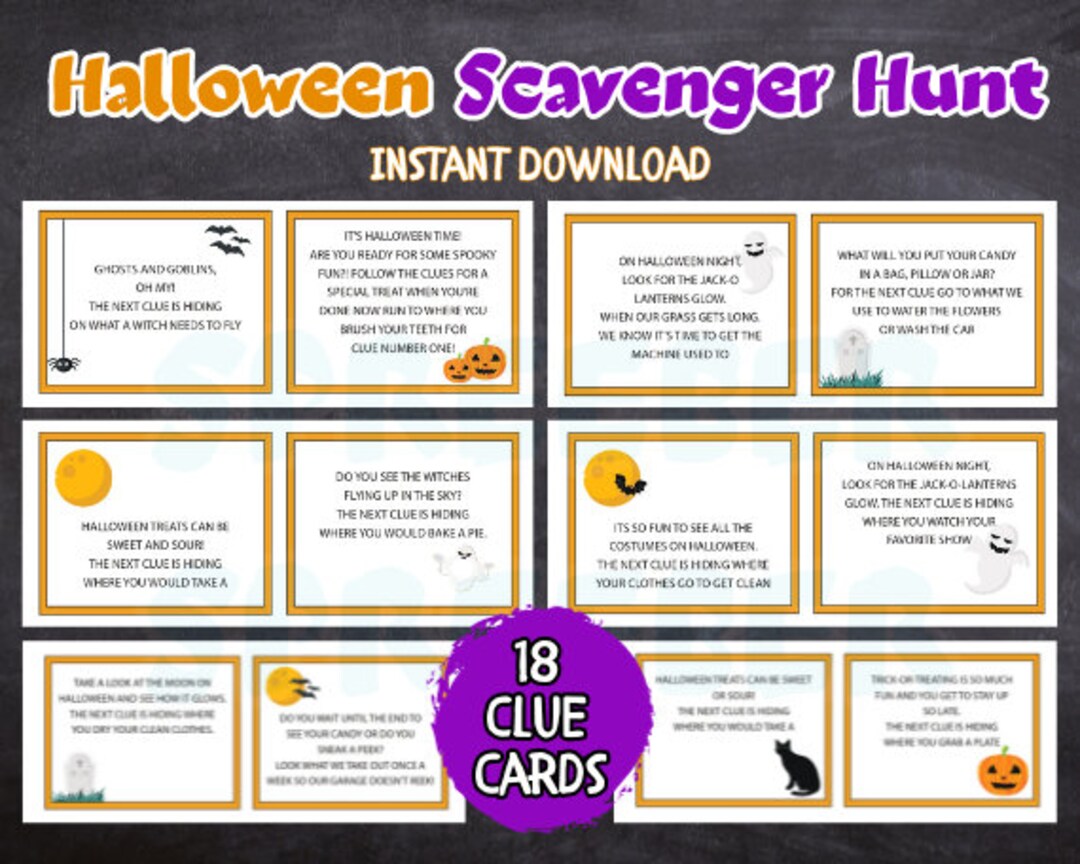 Halloween Scavenger Hunt, Printable Kids Party Game (PDF) - Etsy