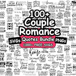 Paquete de citas de amor para parejas, paquete de refranes románticos, paquete de parejas y amantes, paquete de PNG para parejas, lo mejor para archivos de corte SVG para amantes y parejas